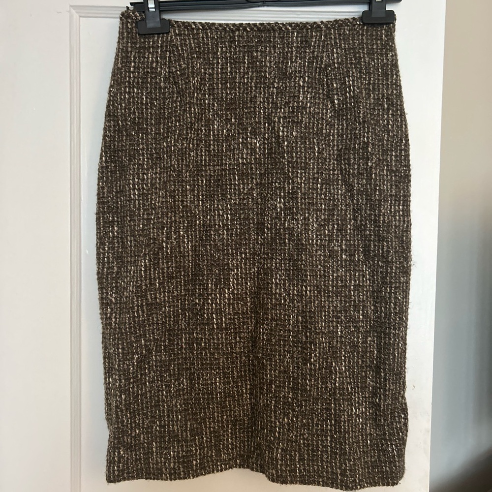 HP! X2✨ Textured Tweed Midi Skirt | Neutral Brown Size 4